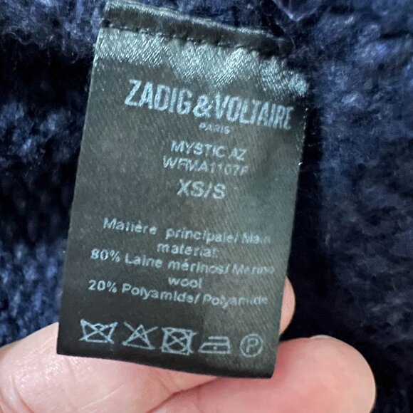 Zadig & Voltaire Navy Mystic AZ Cardigan with Red Stripe XS/S Oversized - Picture 7 of 11